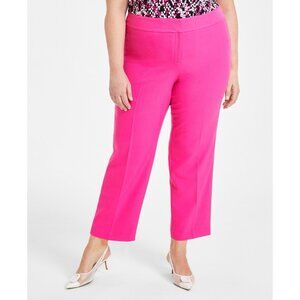 Kasper Plus Size 16W Straight-Leg Pants Pink MSRP $89